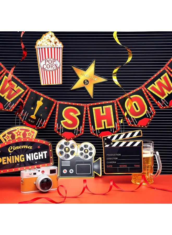 Sumind 45 Pieces Movie Night Decorations Party Decorations Kit Now Showing Banner Hanging Swirls Movie Theater Themed For Bridal Shower Birthday Party Supplies Film Backdrop - Image 5