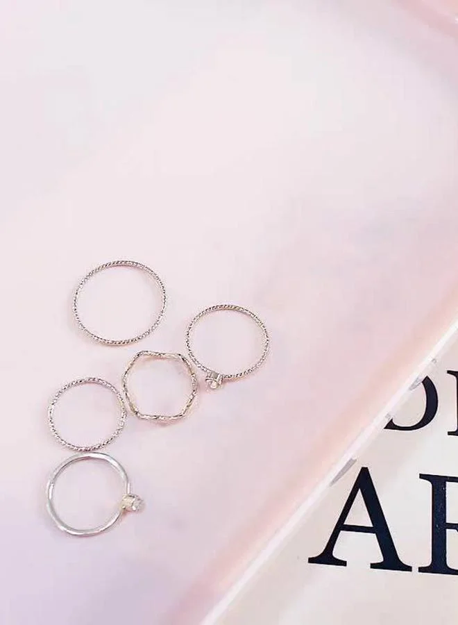 Take Two Pack of 5 - Silver Tone Casual Rings