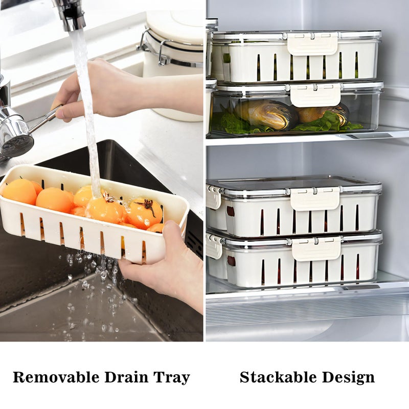 MineSign 2Pack Divided Snackle Box with Lids Stackable Food Serving Tray for Fruit&Veggie Plastic Fridge Storage Container for Pantry Freezer Clear Snack Box for Meal Prep Candy Nuts Spice - Image 5