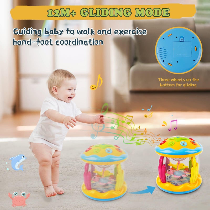 M SANMERSEN Baby Boys Toys 612 Months Babies Ocean Rotating Lights Up Musical Toys for 06 1218 Months Newborn Infant Crawling Tummy Time Toys 1 2 3 Baby Birthday Blue - Image 3