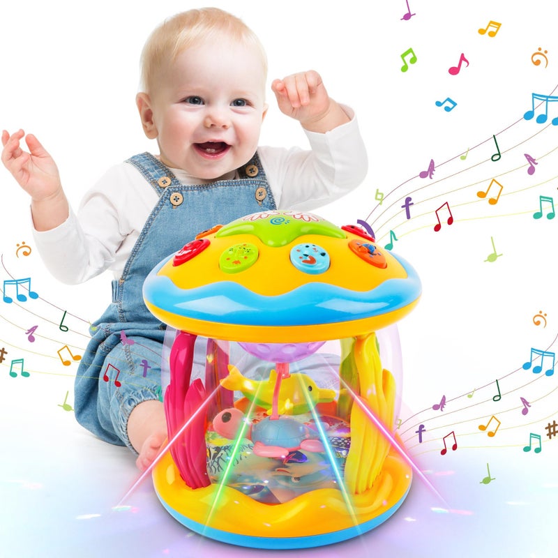 M SANMERSEN Baby Boys Toys 612 Months Babies Ocean Rotating Lights Up Musical Toys for 06 1218 Months Newborn Infant Crawling Tummy Time Toys 1 2 3 Baby Birthday Blue - Image 2