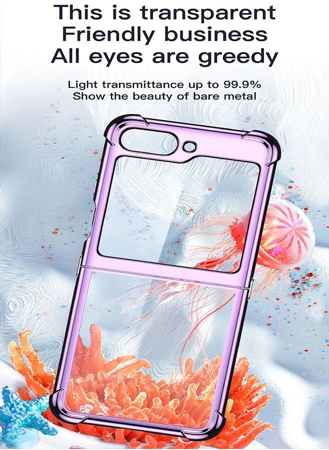 X-level Samsung Galaxy Z Flip 5 5G (2023) Case Cover with Four Corner Anti-Scratch anti-drop transparent Electroplate Frame Fashion and Luxury Protective Back Cover for Samsung Galaxy z Flip 5  - Image 2