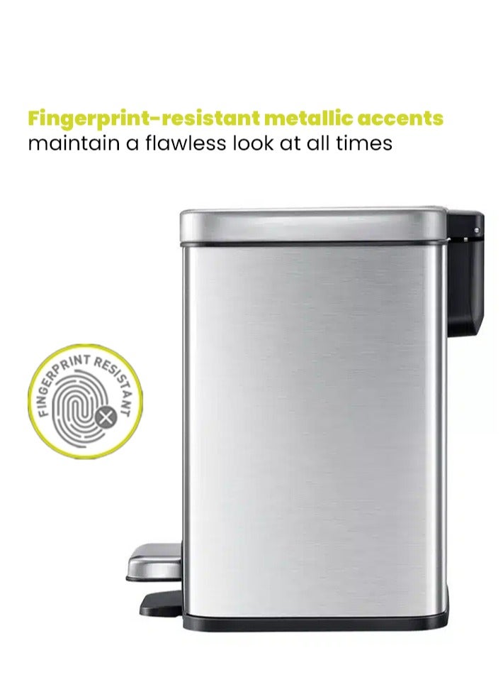 EKO MADISON SERIES | Brushed Stainless Steel Finish | Soft-Closing | Fingerprint-Resistant | Luxury Pedal Trash & Garbage Bin | Multiple Sizes ( 6 - 20 L) To Suit Different Places | 8 Liters  - Image 5