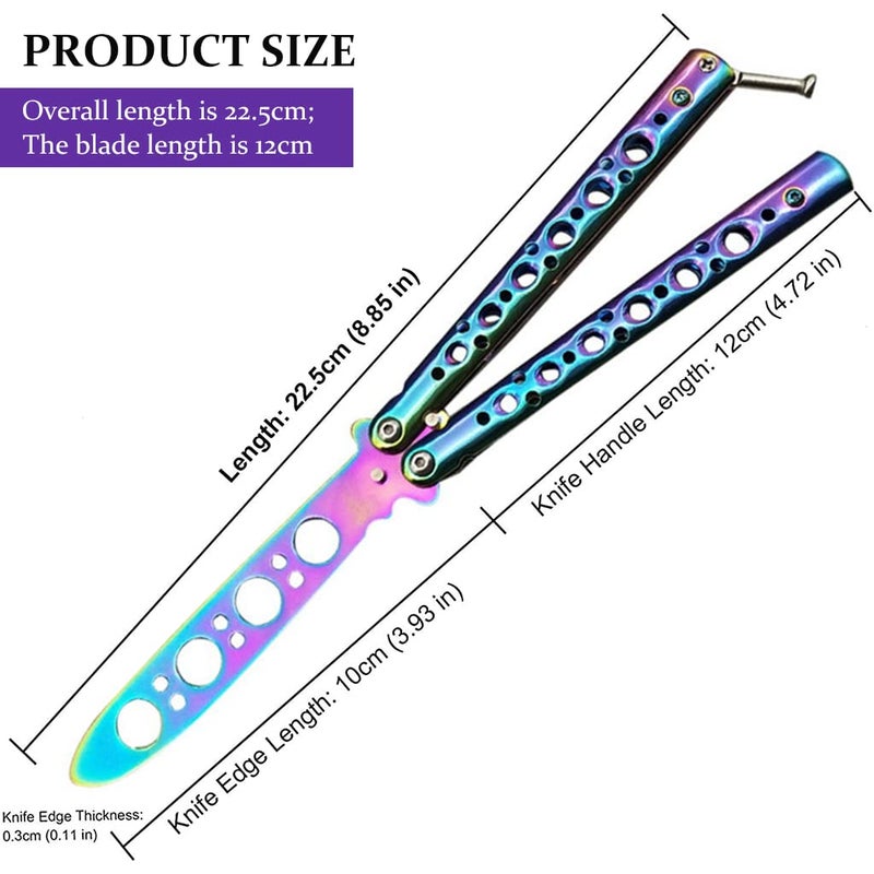 Proberos ® Butterfly Knives Trainer with O-Ring Latch for Beginner, Children, Butterfly Knives Lover & More, Balisong Trainer with Unsharpened Blade for Practicing - Image 3