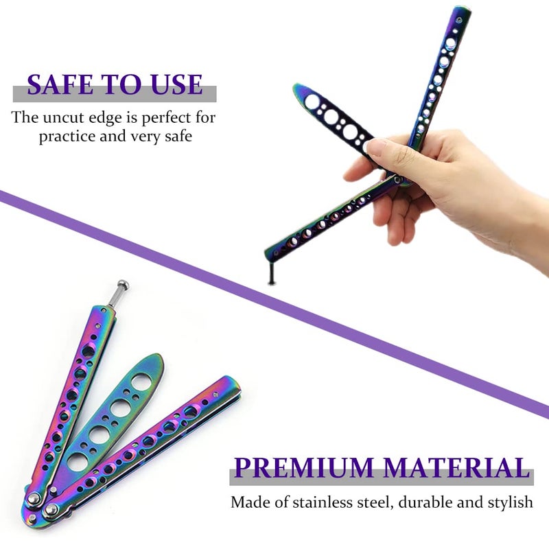 Proberos ® Butterfly Knives Trainer with O-Ring Latch for Beginner, Children, Butterfly Knives Lover & More, Balisong Trainer with Unsharpened Blade for Practicing - Image 4