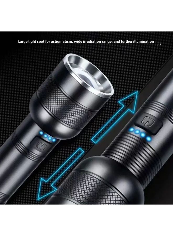 High Power LED Flashlight Dark Brown USB Rechargeable Telescopic Zoom - Image 3