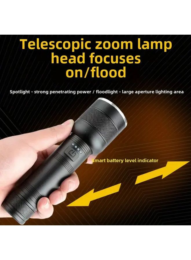 High Power LED Flashlight Dark Brown USB Rechargeable Telescopic Zoom - Image 1