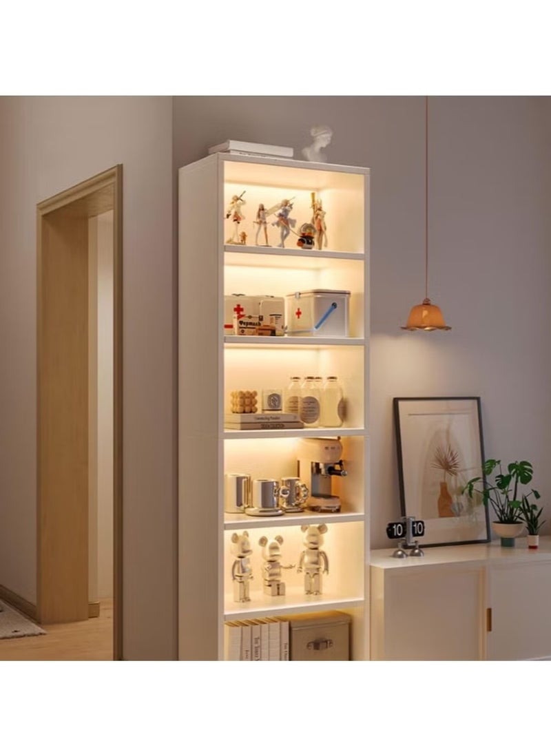 LEDIN Bookcase Bookshelves, 5-Shelf Tall Bookcase Wood Open Display Floor Bookshelf, Large Storage Organizer for Library, Bedroom, Living Room 180x24x40cm (White) - Image 2