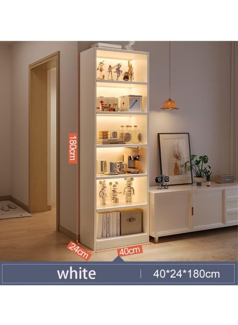 LEDIN Bookcase Bookshelves, 5-Shelf Tall Bookcase Wood Open Display Floor Bookshelf, Large Storage Organizer for Library, Bedroom, Living Room 180x24x40cm (White) - Image 3