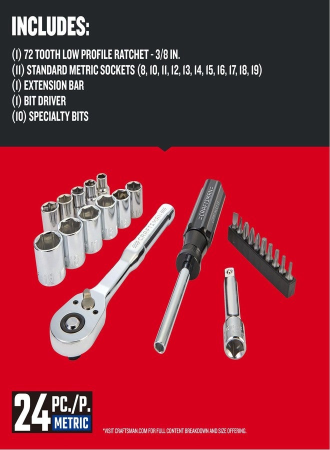 CRAFTSMAN Mechanics Tool Set, 24 Piece, 3/8 Inch Drive Metric (CMMT12111) - Image 3