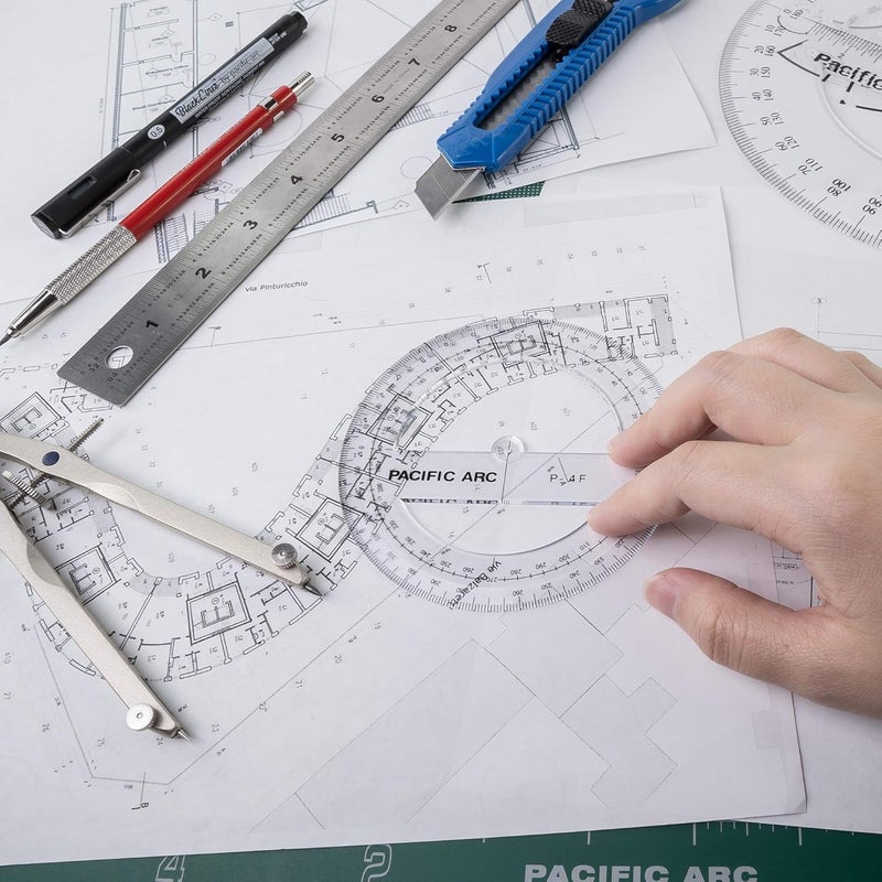 Pacific Arc 's 8 Inch 360 Degree Plastic Circular Protractor Clear - Image 4