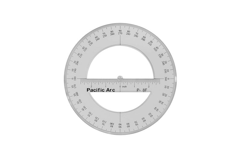 Pacific Arc 's 8 Inch 360 Degree Plastic Circular Protractor Clear - Image 1