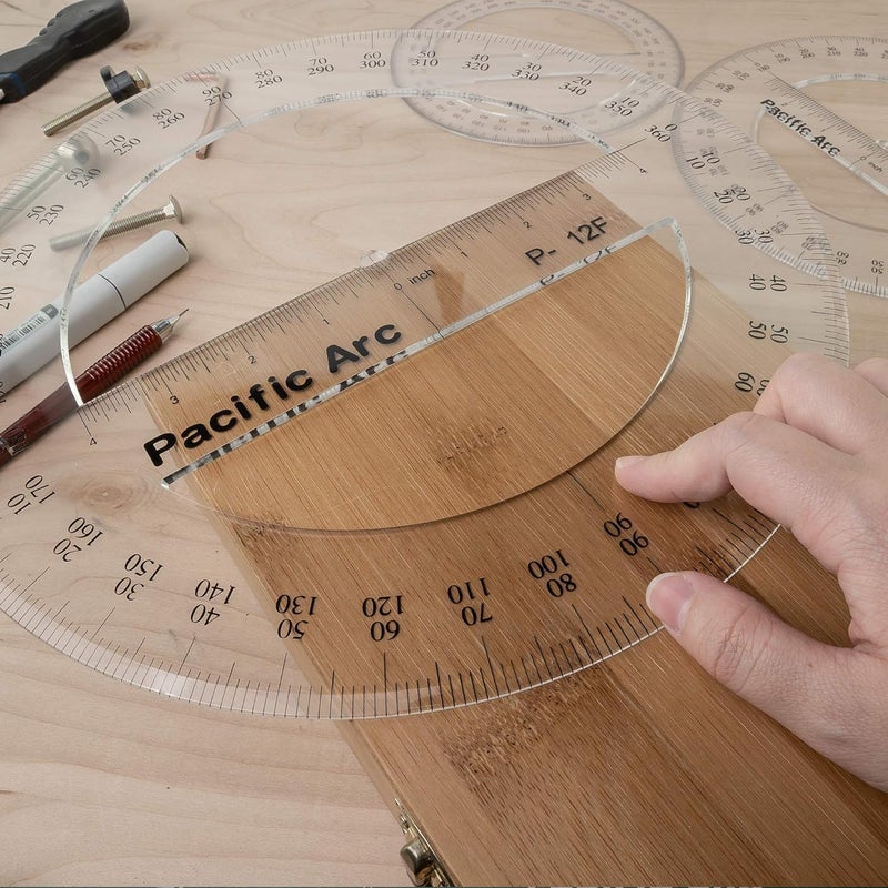 Pacific Arc 's 8 Inch 360 Degree Plastic Circular Protractor Clear - Image 5