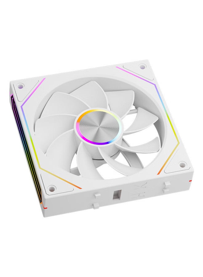 Pccooler Mirror Blade Building Block F3 X120 White Anti-leaf Three Sets Pack 12cm Case Fan/wireless Building Block Assembly/infinite Mirror Argb/pwm Temperature Control Speed Adjustment - Image 3