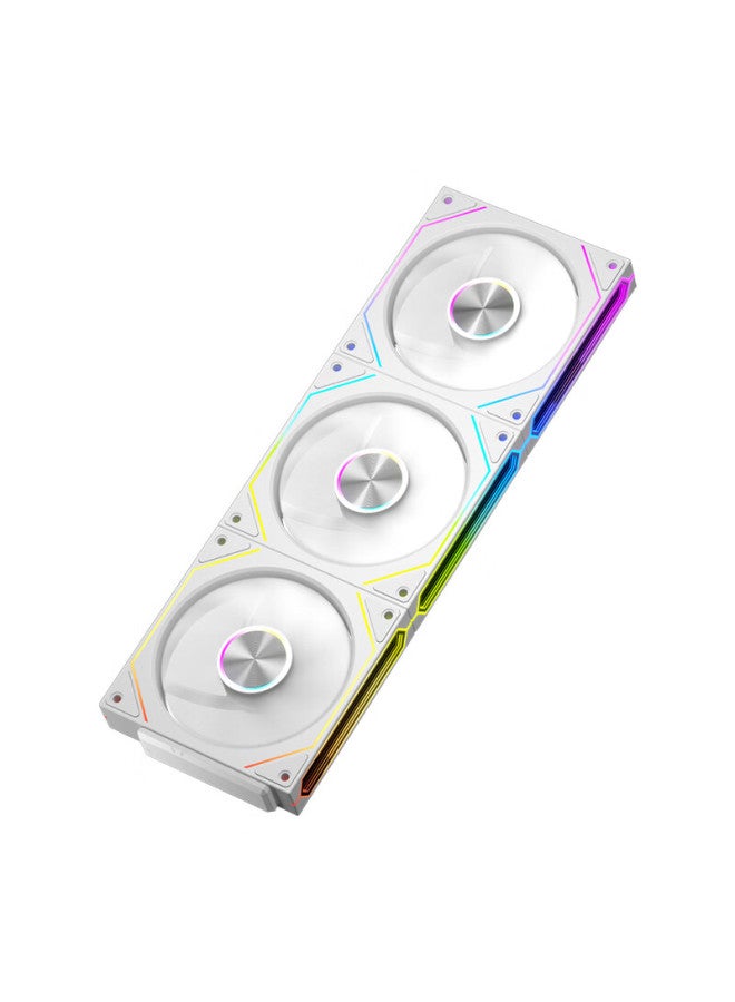 Pccooler Mirror Blade Building Block F3 X120 White Anti-leaf Three Sets Pack 12cm Case Fan/wireless Building Block Assembly/infinite Mirror Argb/pwm Temperature Control Speed Adjustment - Image 1