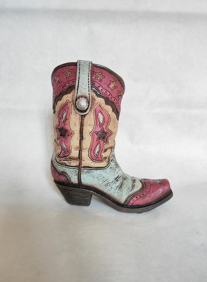 Eagrafts Western Cowboy Boot Pencil Holder, Decorative Vase Caddy, Pink and Turquoise, 5.3 inches - Image 2
