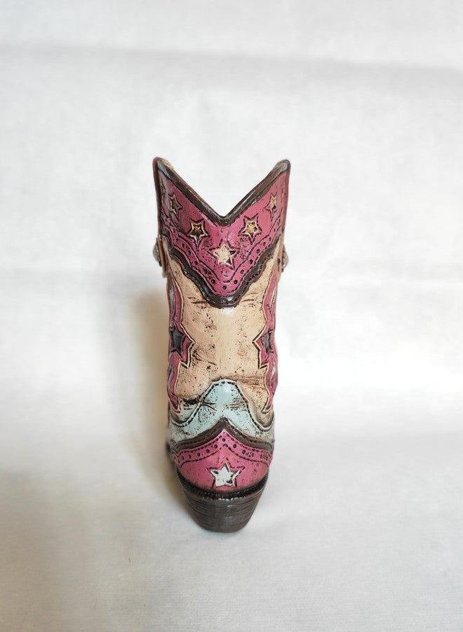 Eagrafts Western Cowboy Boot Pencil Holder, Decorative Vase Caddy, Pink and Turquoise, 5.3 inches - Image 3