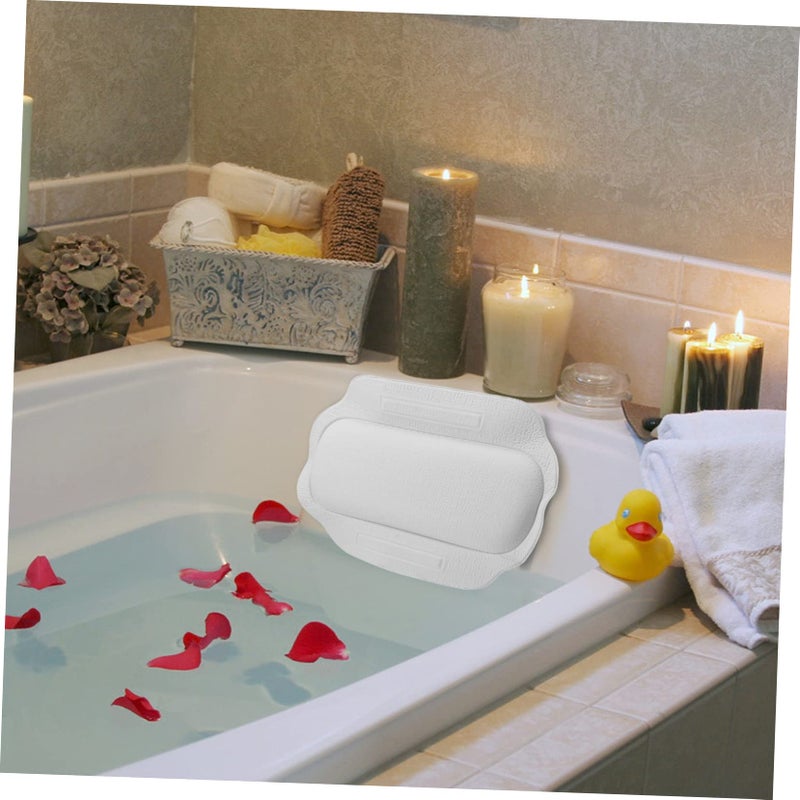Non Slip Bath Pillow for Neck and Back Support PVC Foam Tub Cushion with Suction Cups - Image 4