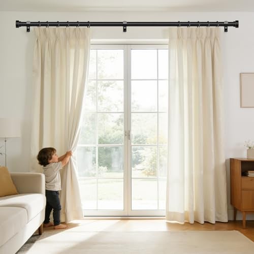 hei! dear Extra Long Curtain Rods 120 to 240 Inch1020ft1Inch Black Curtain RodAdjustable Curtain RodHeavy Duty Decorative Window Curtains Rods for BedroomLong Curtain Rods 120240 - Image 3