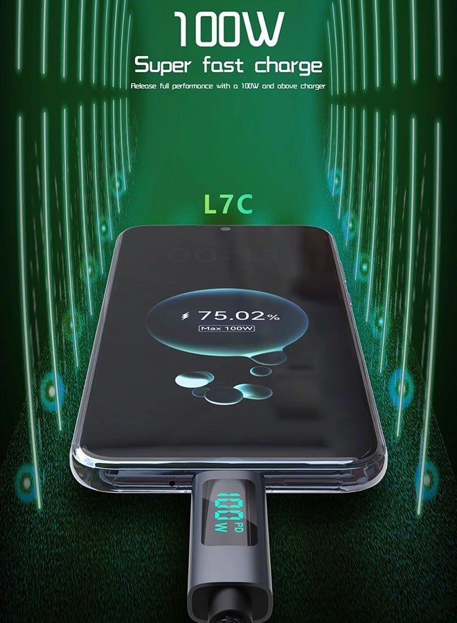 دوداو كابل شحن سريع بشاشة رقمية بقوة 100 وات، شاحن سريع من كابل Type C إلى كابل Type C، متوافق تمامًا مع بروتوكول الشحن السريع، مناسب للهواتف المحمولة والأجهزة اللوحية وأجهزة الكمبيوتر المحمولة متعددة العلامات التجارية - Image 3