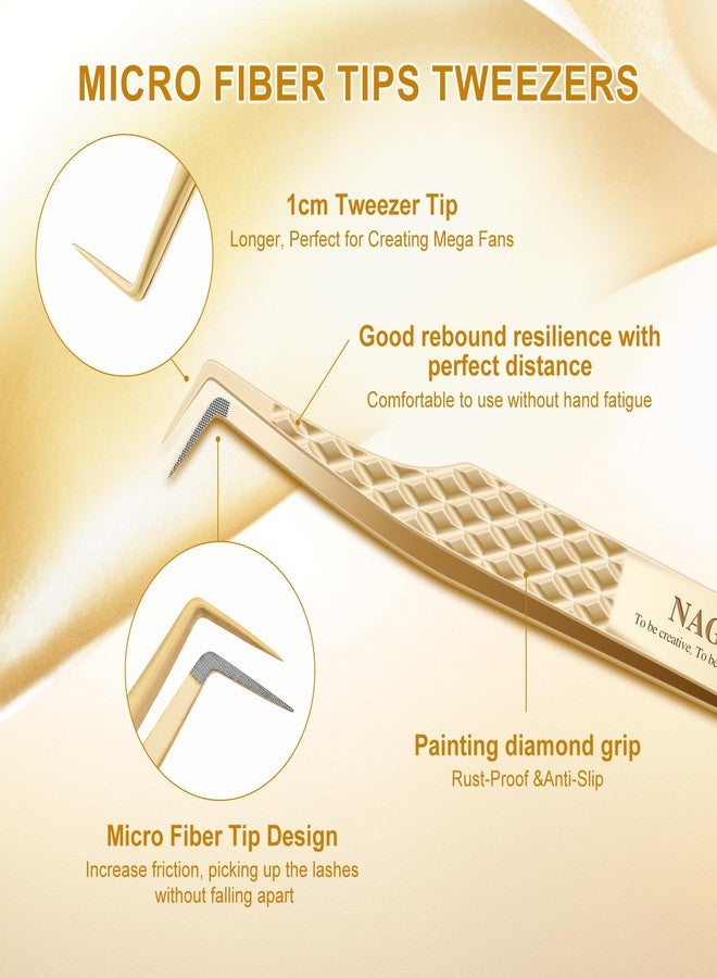 NAGARAKU ملقط ناغاراكو بدقة مع طرف ألياف لتمديد الرموش، قبضة ماسية، مضاد للكهرباء الساكنة، مضاد للانزلاق، من الفولاذ المقاوم للصدأ الممتاز، ملقط رموش مدبب بحجم 85 درجة مع علبة - AG-12 - Image 3