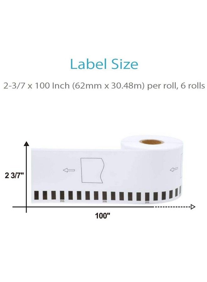 COLORWING Dk2205 Continuous Paper Labels Replacement For Brother Dk2205 2.4" X 100Ft(62Mm X 30.48M) Shipping Address Labels For Brother Ql800 810W 820Nwb 1110Nwb 8 Rolls With 1 Frame - Image 3