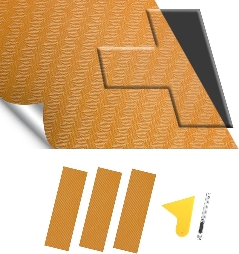BLAKAYA Carbon Fiber Vinyl Wrap 11.8" x 4" Chevy Bowtie Emblem Wrap Kit with Spatula and Cutter 3 Pcs Universal Logo Overlay - Image 1