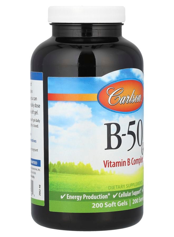 Carlson B-50 Gel Vitamin B Complex 200 Soft Gels - Image 2