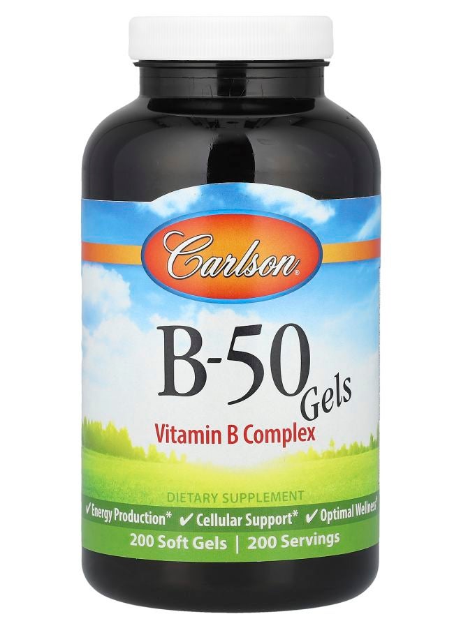 Carlson B-50 Gel Vitamin B Complex 200 Soft Gels - Image 1