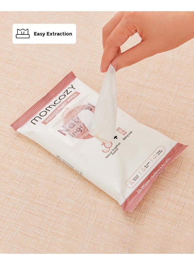 مام كوزي Momcozy مناديل تنظيف شفاطة الحليب - تنظيف فوري وآمن في أي مكان ووقت - 30 منديل × 3 عبوات - Image 5