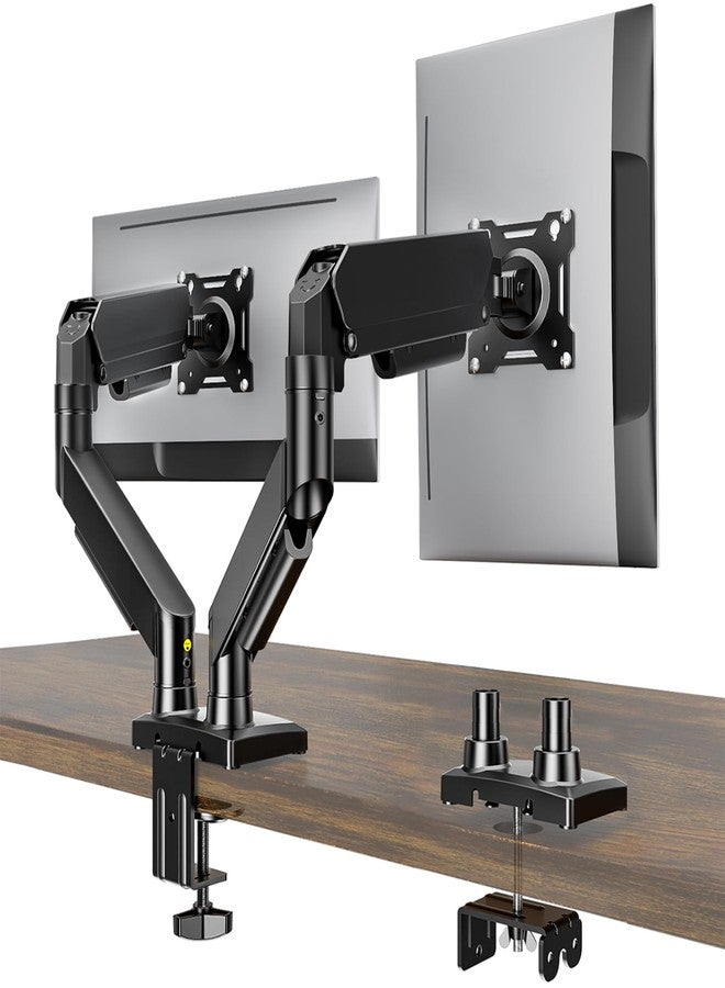 AX WABER Dual Monitor Stand, Adjustable Monitor Desk Mount for 17″-32″ Computer Screens, Full Motion VESA 75x75/100x100 with C-Clamp & Grommet Aluminum Base, Each Arm Holds 4.4 to 20 lbs AX09DB201 - Image 1