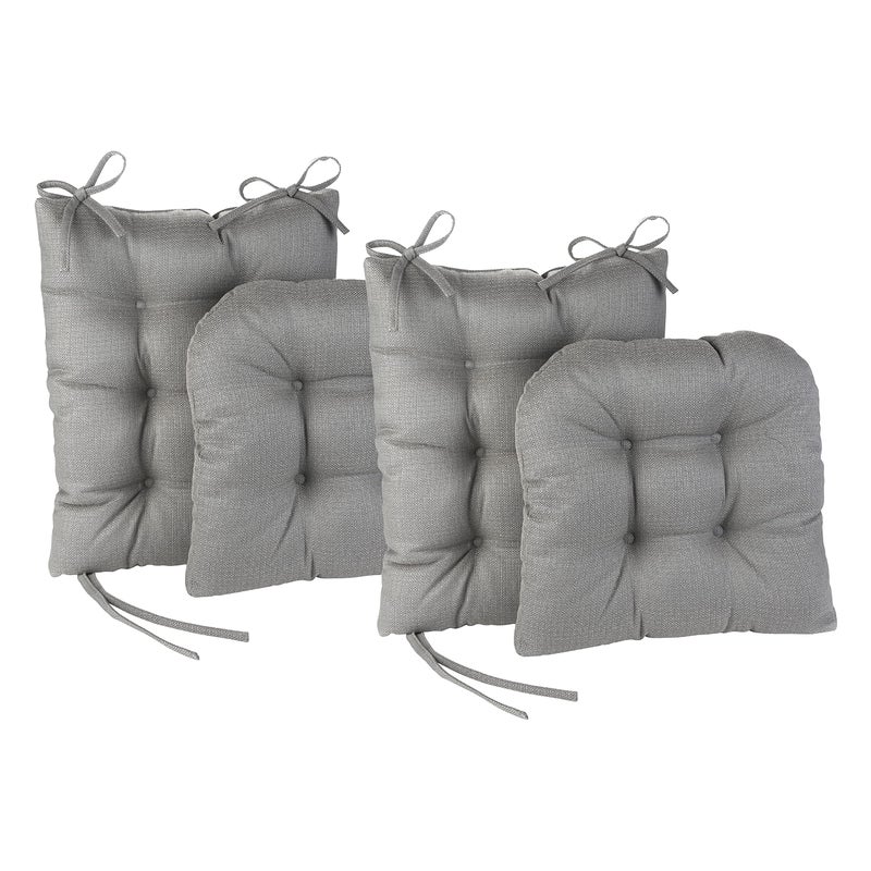 مجموعة وسائد كرسي هزاز كليار فيو أوميغا غير قابلة للانزلاق مع حشوة سميكة وتصميم مزخرف تشمل وسادة مقعد ووسادة ظهر مع أربطة لكرسي هزاز في غرفة المعيشة 17x17 بوصة 4 قطع رمادي