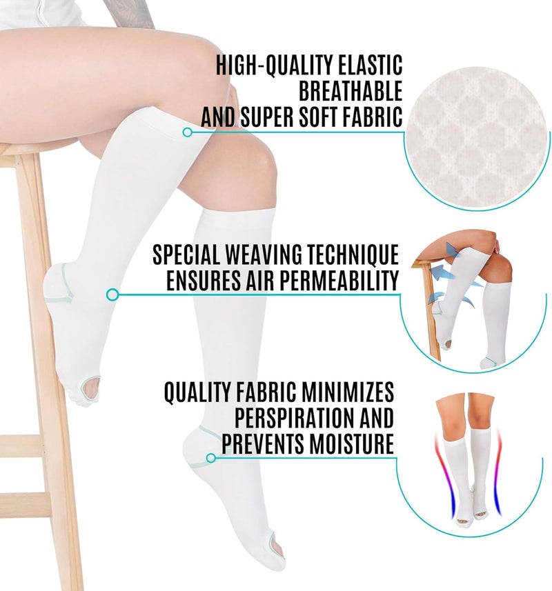 invera Anti Embolism Compression Stockings Knee High Unisex Ted Hose Socks 1520 mmHg Moderate Level - Image 4