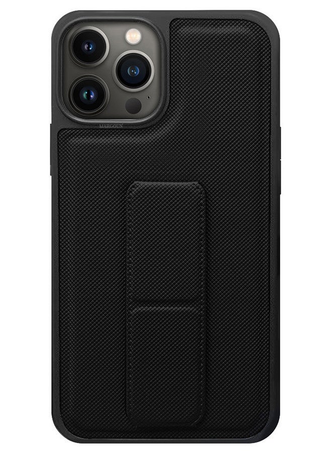 CATANES iPhone 13 Pro Max Grip Case Shockproof Anti Drop Cover with Hand Strap Holder Foldable Kickstand Black - Image 2