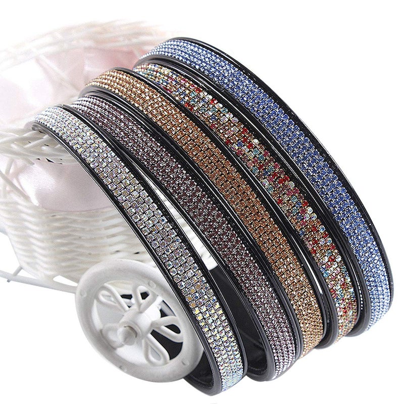 6 PCS Rhinestone Headband Headwear with Teeth Hair Hoop Head Band Hair Band Nonslip Teeth Hairband for Women Four row crystal