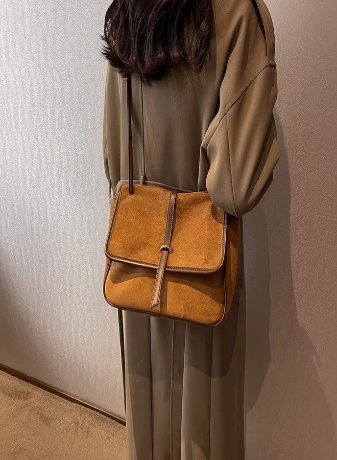 حقائب يد مودونو للنساء، حقيبة يد من جلد الغزال الناعم، حقيبة كتف مربعة واسعة، حقيبة كروسبودي عتيقة، حقيبة مراسلة - Image 3