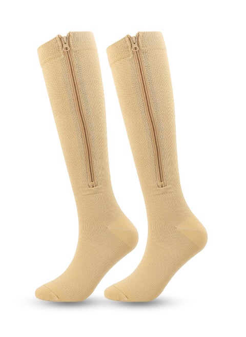 Zipper Compression Socks Men Women, elastic Closed Toe Compression Stocking Calf Knee High Suit Easy to on and off