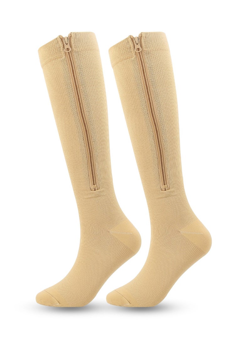 Generic - Zipper Compression Socks Men Women, elastic Closed Toe Compression Stocking Calf Knee High Suit Easy to on and off - Image 1