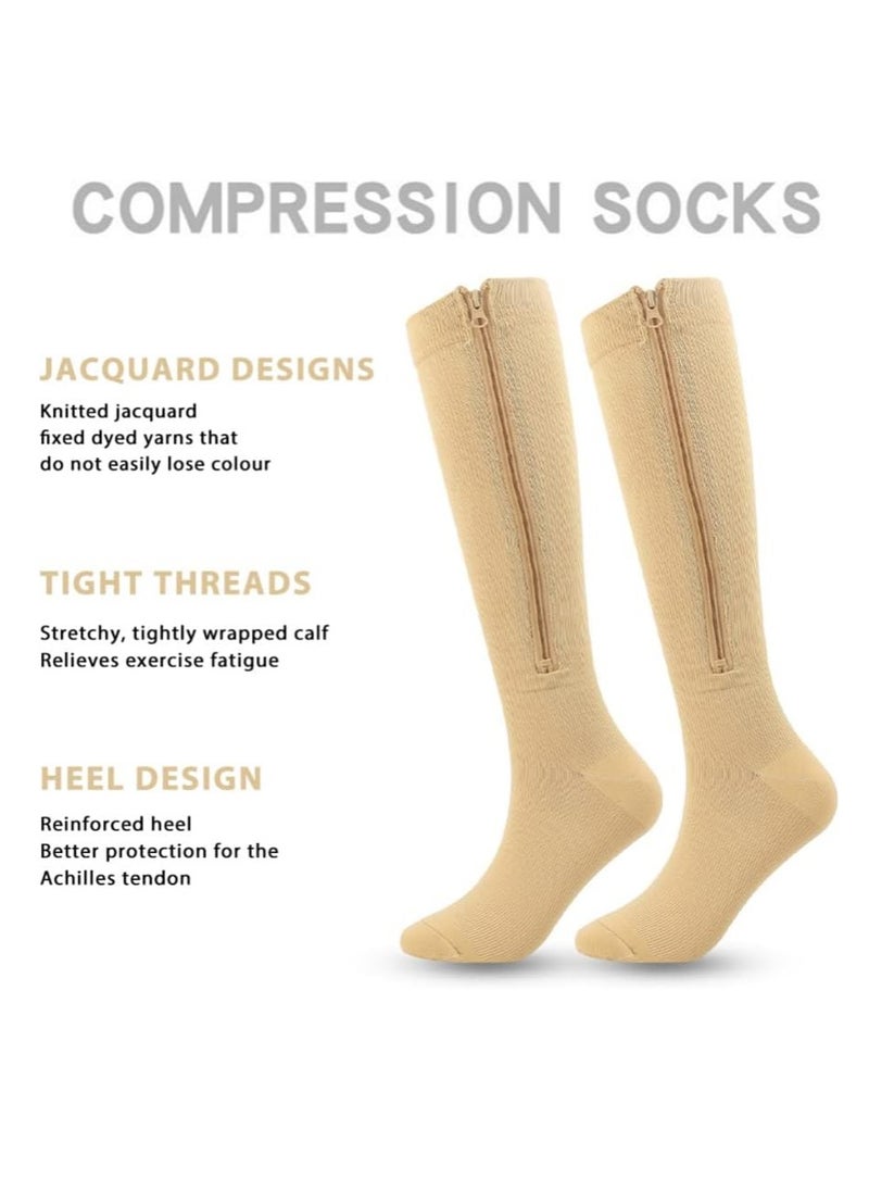 Generic - Zipper Compression Socks Men Women, elastic Closed Toe Compression Stocking Calf Knee High Suit Easy to on and off - Image 1