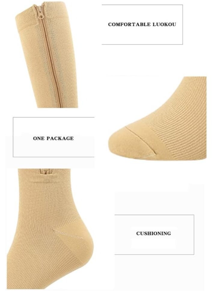 Generic - Zipper Compression Socks Men Women, elastic Closed Toe Compression Stocking Calf Knee High Suit Easy to on and off - Image 1