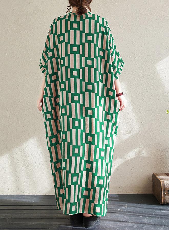Take Two Take Two Women Geometric Print V Neck Short Sleeve Kaftan - Image 5