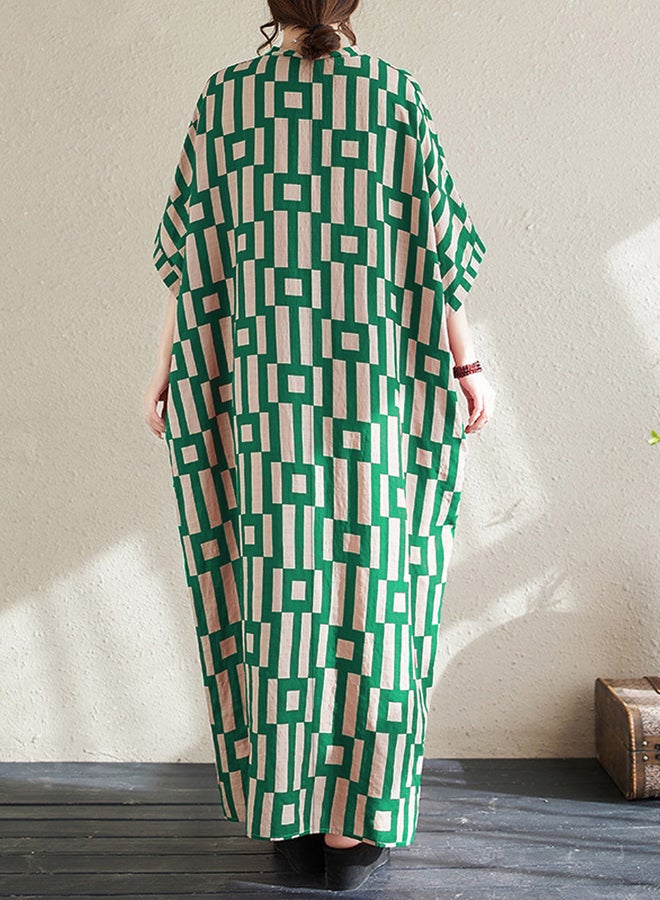 Take Two Women Geometric Print V Neck Short Sleeve Kaftan - Image 5
