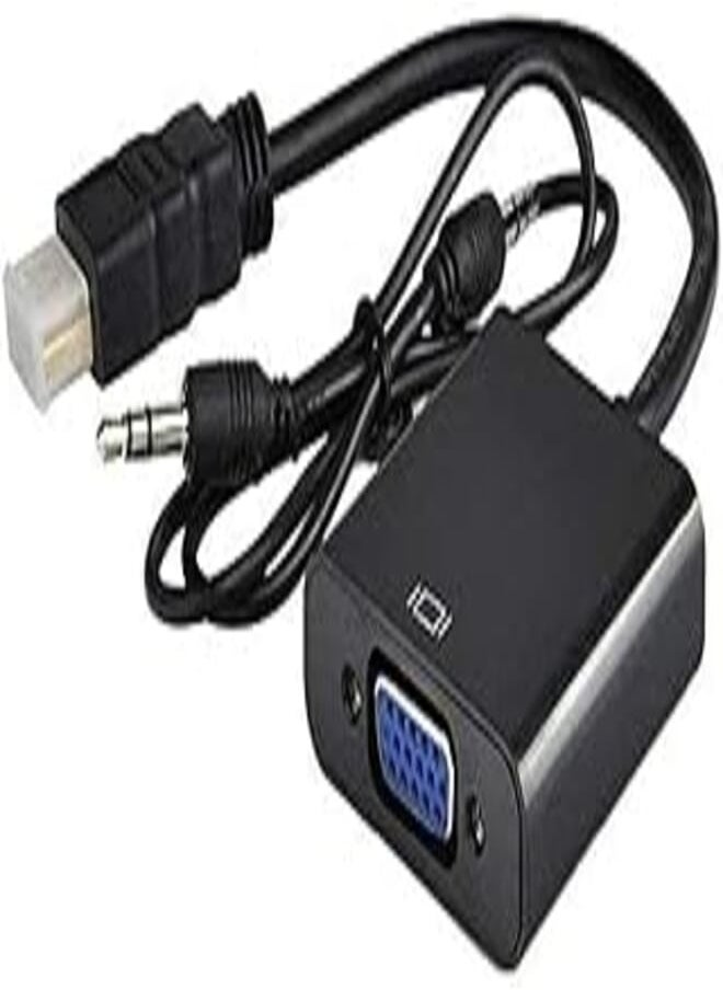 OR - HDMI to Vga Converter Adapter 1080P with 3.5 mm Audio HD Video Cable Adapter for PC Desktops Laptops Power (Black) - Image 1