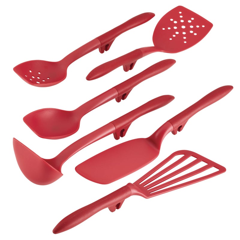 Rachael Ray Tools and Gadgets Lazy Tools Nonstick Kitchen/Cooking Utensil Set, 6 Piece - Red - Image 1