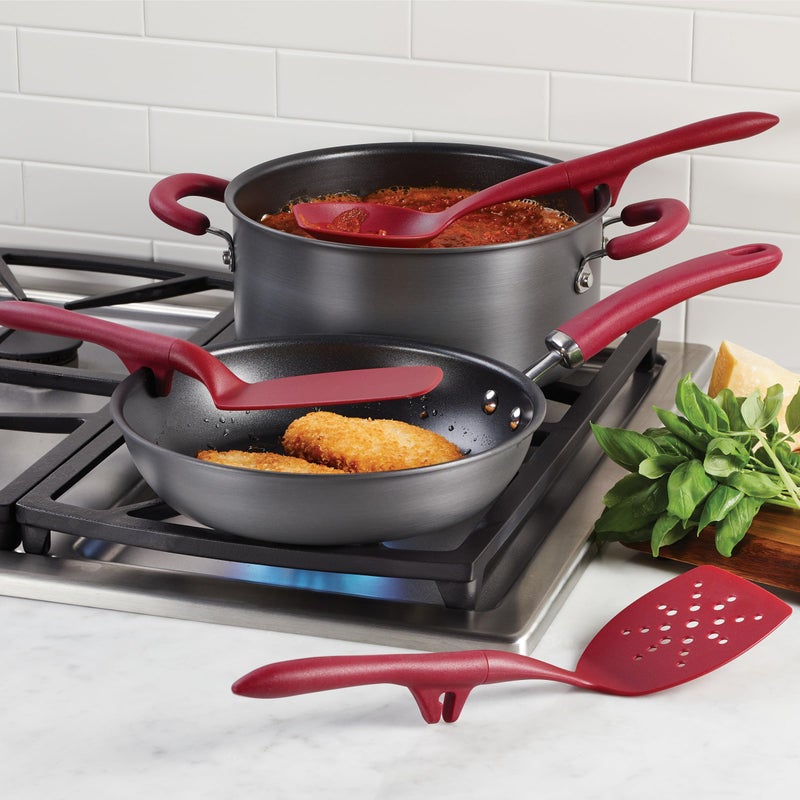 Rachael Ray Tools and Gadgets Lazy Tools Nonstick Kitchen/Cooking Utensil Set, 6 Piece - Red - Image 3
