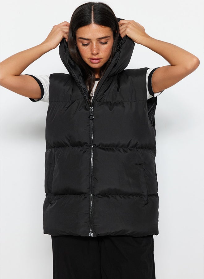 trendyol Black Oversize Hoodie, Water Repellent Inflatable Vest - Image 1