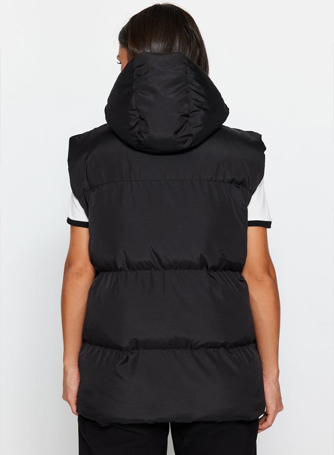 trendyol Black Oversize Hoodie, Water Repellent Inflatable Vest - Image 5