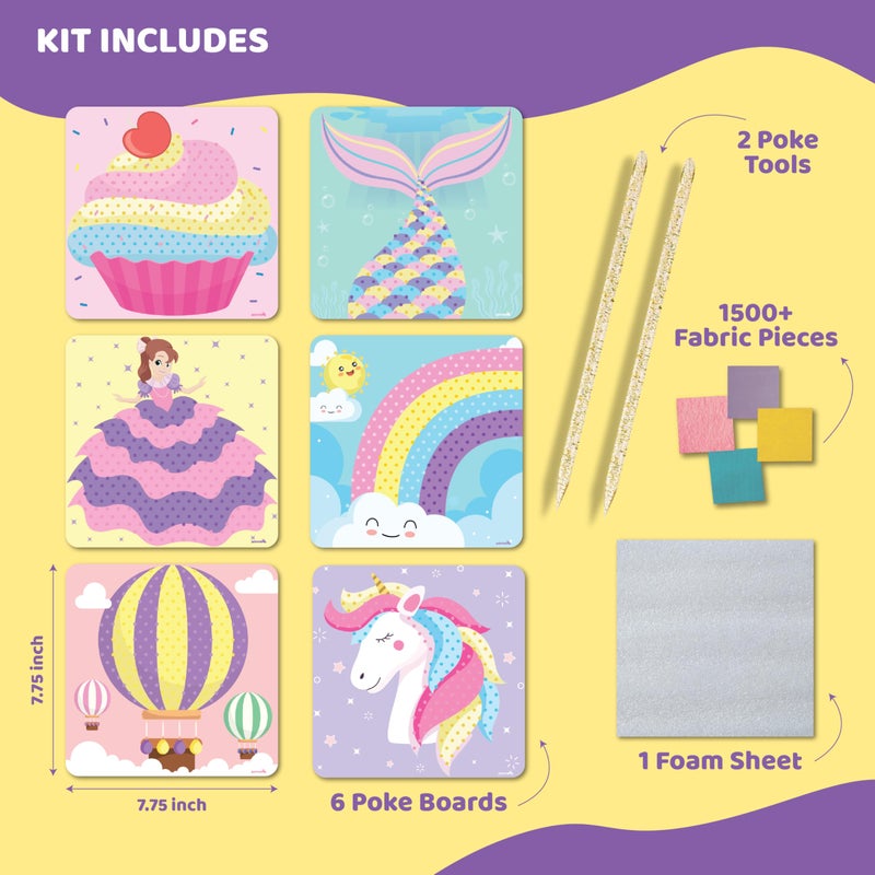 jackinthebox Poke Poke Art for Kids - Unicorns, Mermaids, Princess, and Cupcakes, Mess-Free Sewing Art for Kids, Toys for Girls and Boys Ages 4 5 6 7 8, Great Gift for Kids, DIY Creative Activity - Image 2