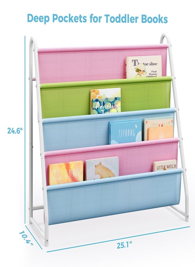 Tatub 4 Tier Kids Bookshelf for Kids Rooms, Metal Children Book Rack Montessori Bookshelf, Toddler Sling Bookrack Display for Nursery, Multicolor - Image 3