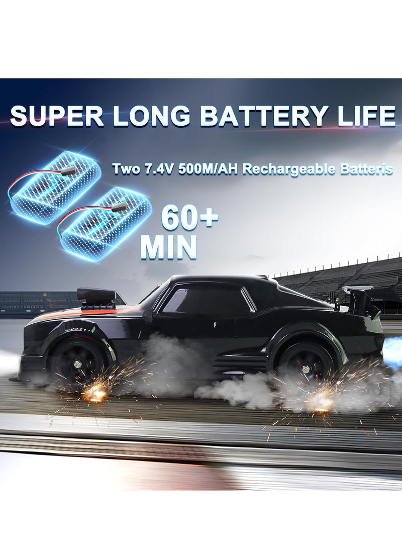 XICEN Remote Control Car, 2.4GHz RC Drift Car Vehicles with 2Pcs Rechargeable Batteries, 1:16 Scale 4WD 18KM/H High Speed Model Vehicle, Racing Car Toy with LED Lights and Spray Rubber Tire, Gift for Adults Boys Girls Kids  - Image 4